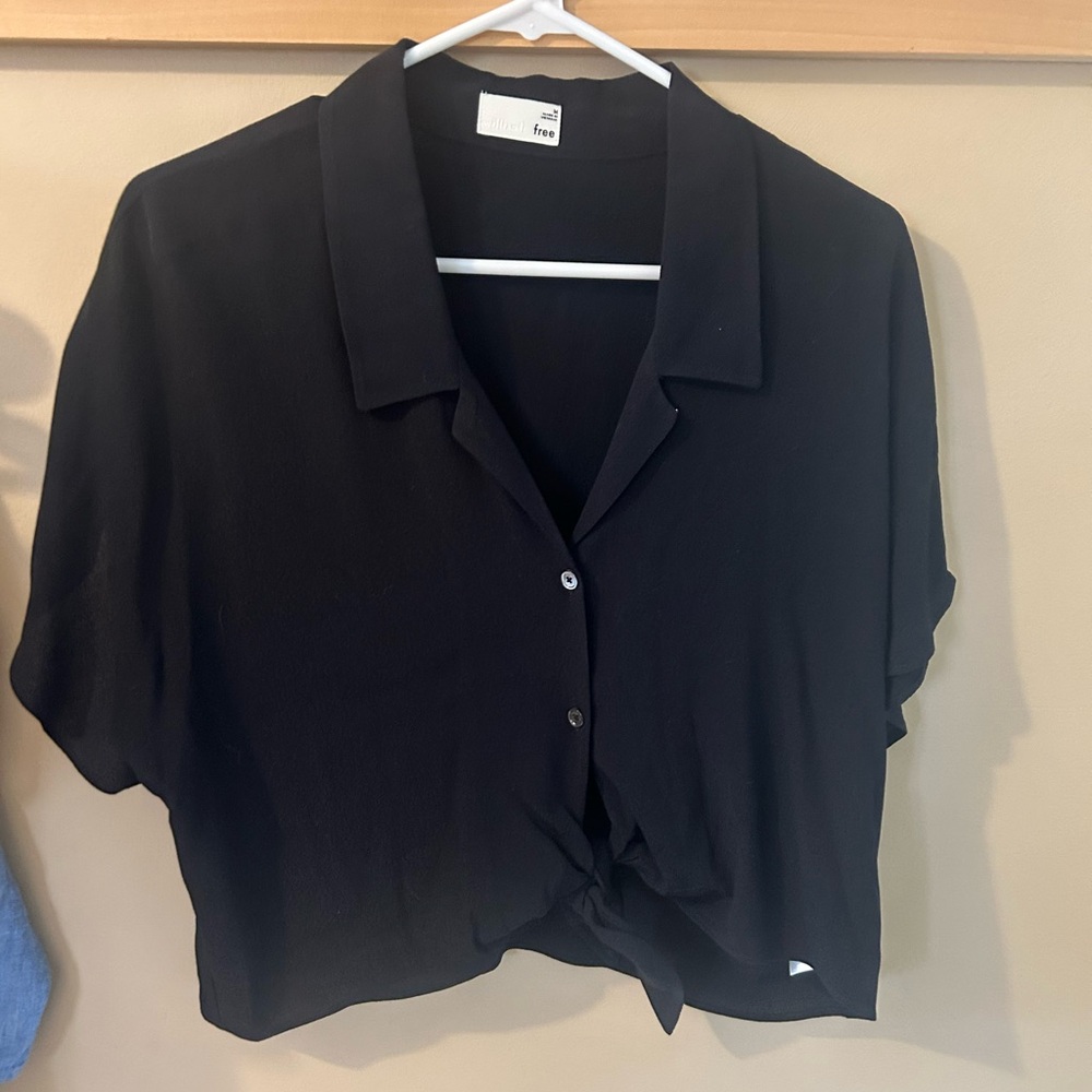 Women's Black Button-Up Top